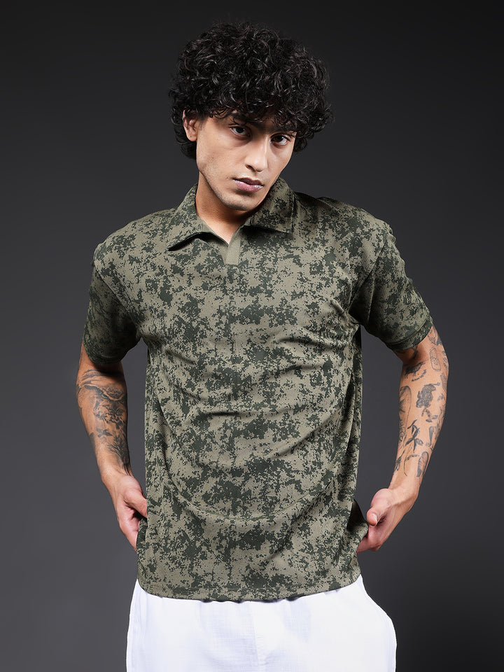 Men Relaxed Fit Printed Polo T-Shirt