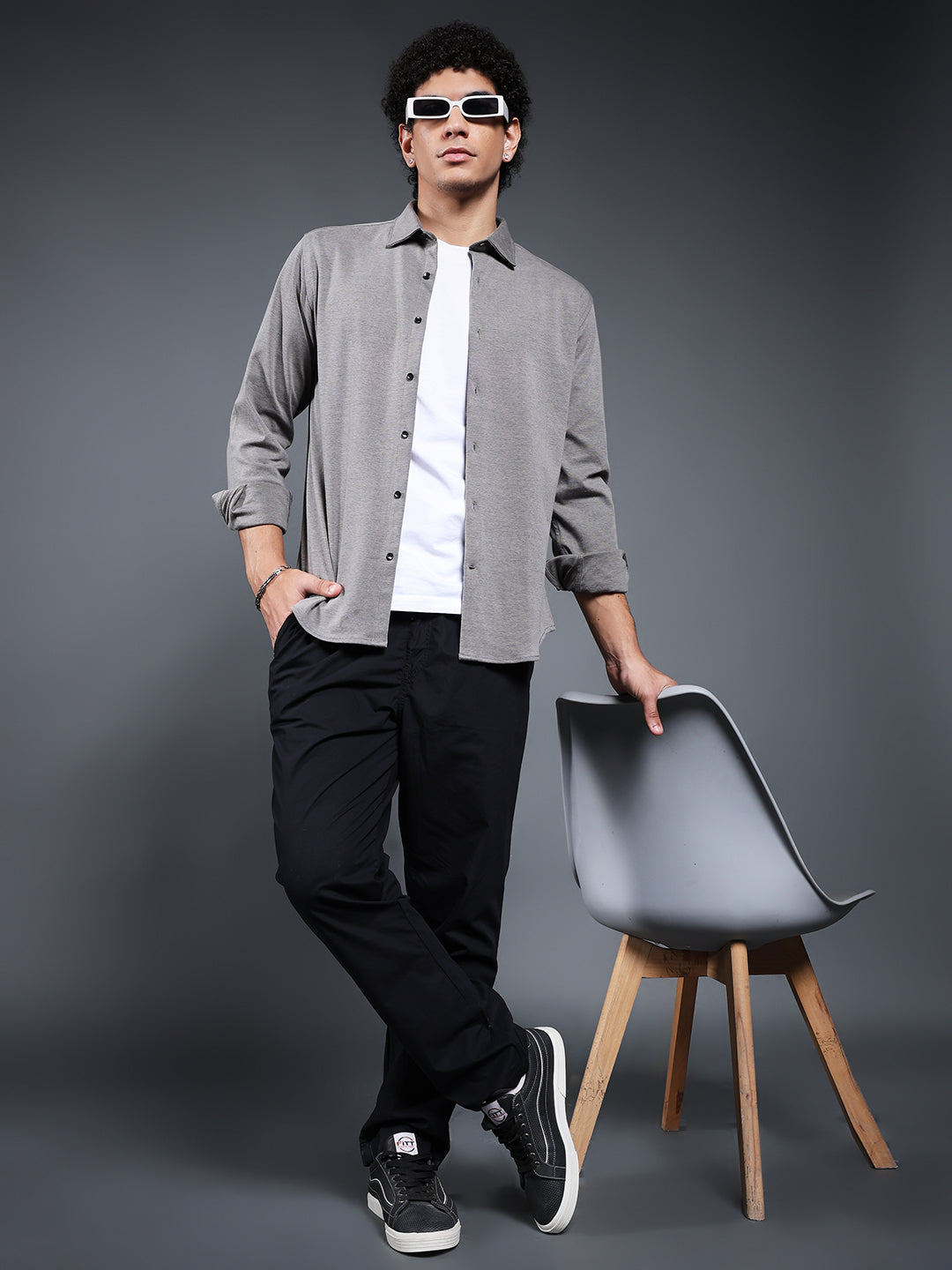 Mens Full Sleeves Shirt - Ash Grey