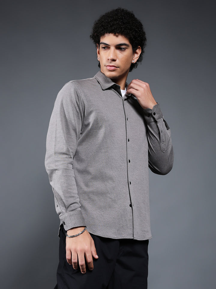 Mens Full Sleeves Shirt - Ash Grey