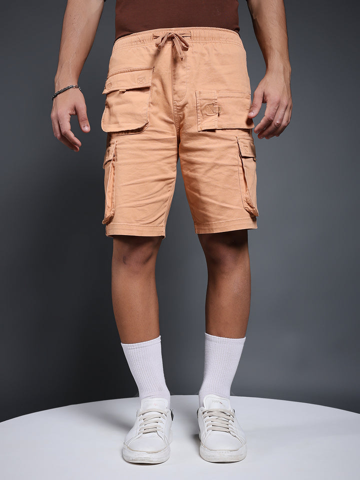 Mens Cotton Utility Shorts  – Brown