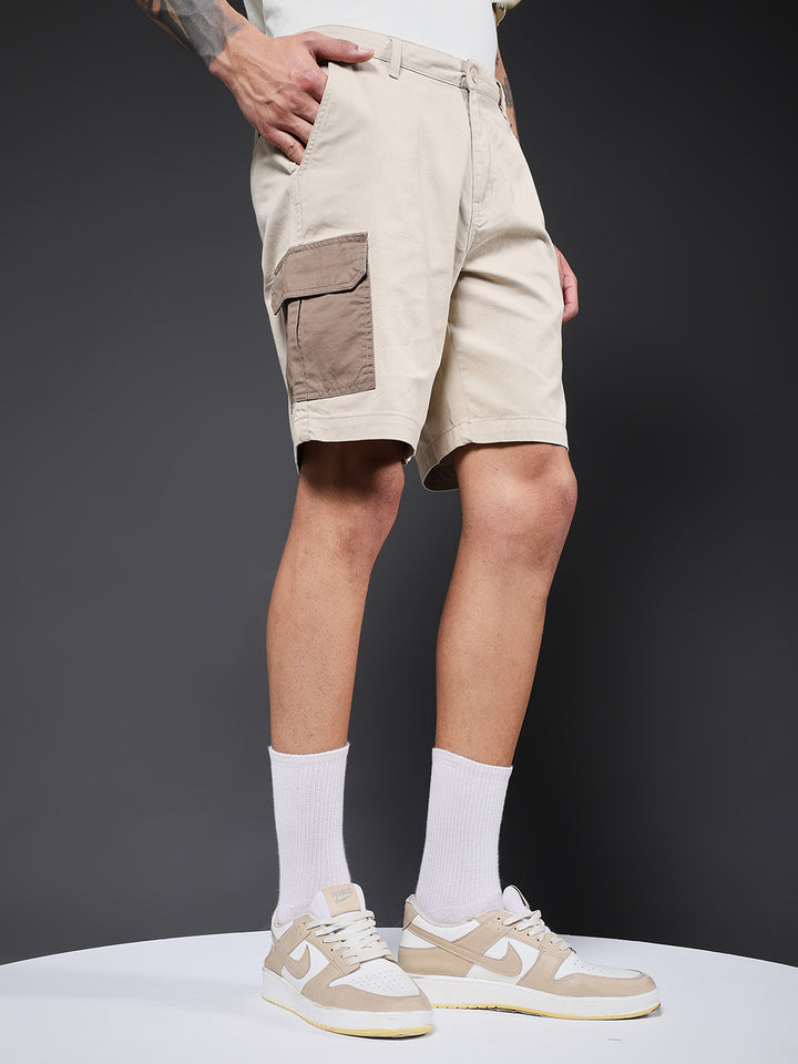 Men's Cotton Utility Cargo Shorts with Multi-Pockets – Brown
