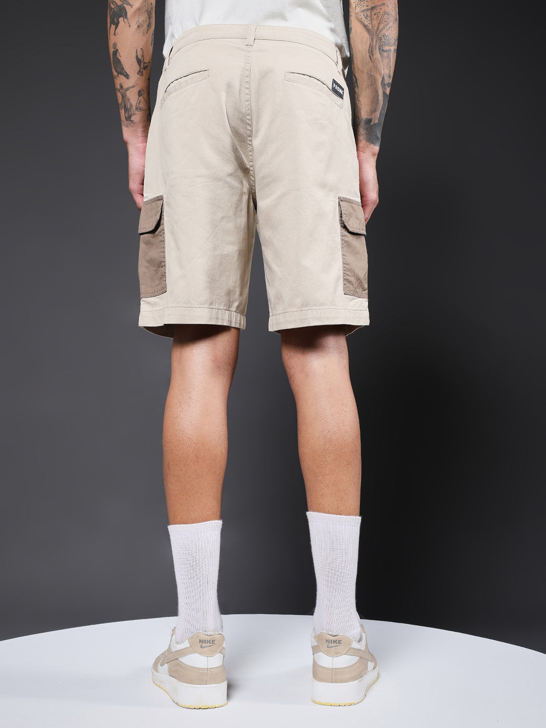 Men's Cotton Utility Cargo Shorts with Multi-Pockets – Brown