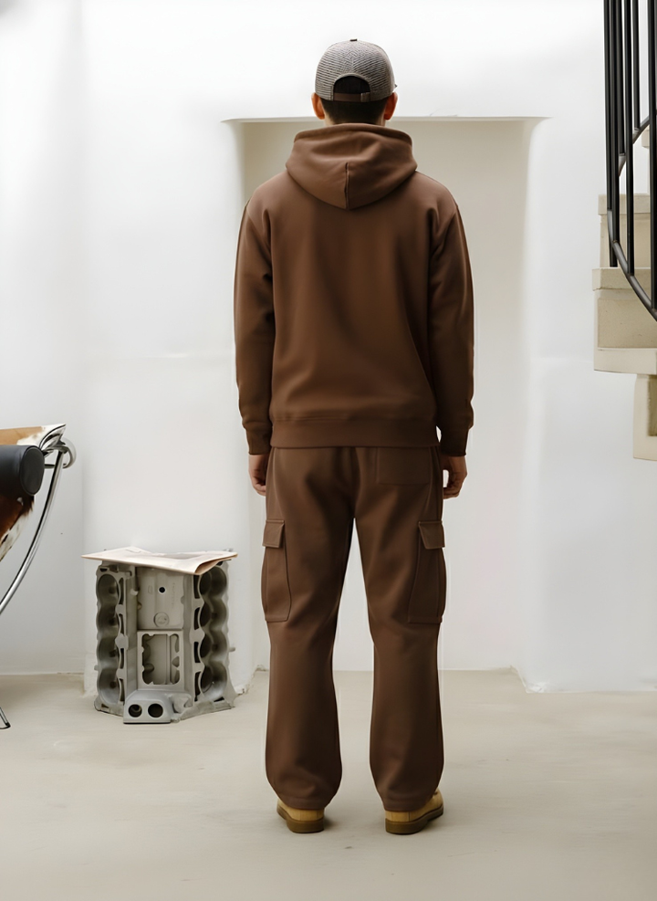 Solid Men Drop Shoulder Premium Terry Hoodie - Cocoa
