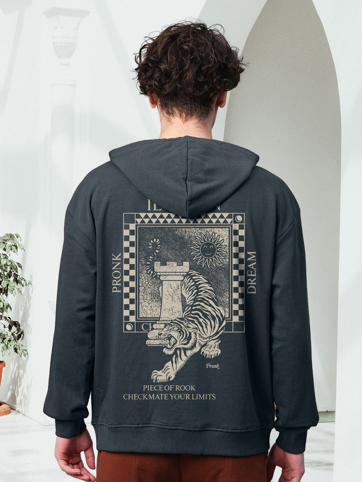 CHECKMATE Men Drop Shoulder Premium Terry Hoodie