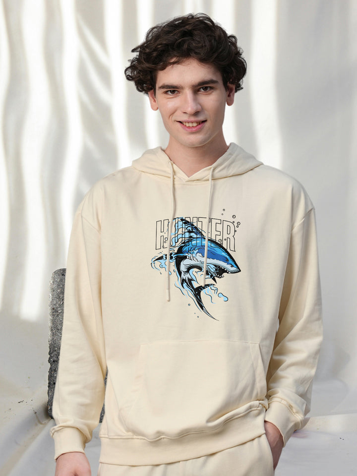 SILENT HUNTER Men Drop Shoulder Premium Terry Hoodie