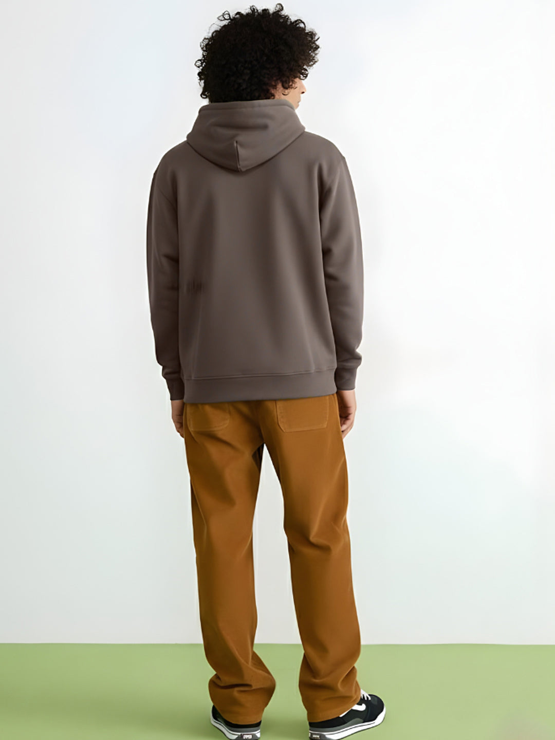 Solid Men Drop Shoulder Premium Terry Hoodie - Olive Green