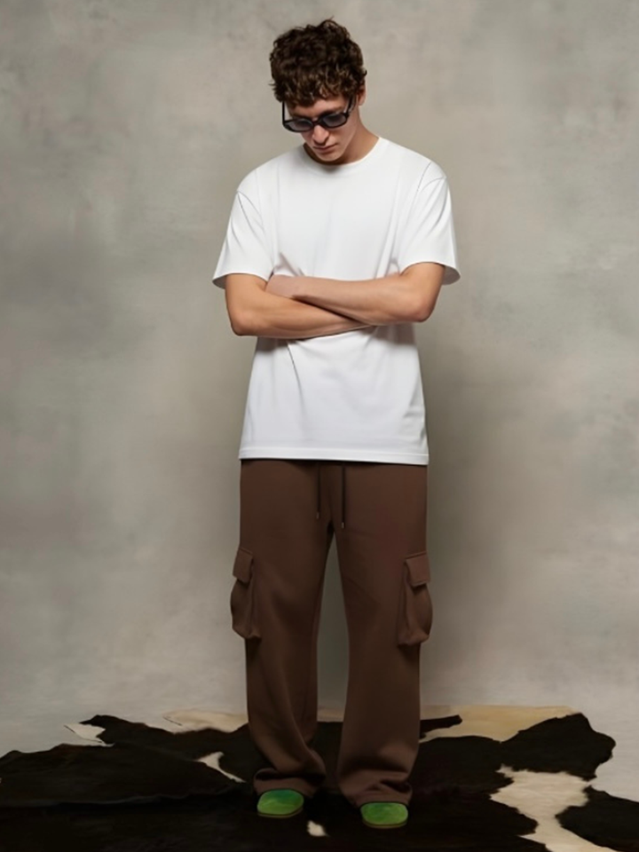 Men Premium Terry Cargo Pants - Cocoa