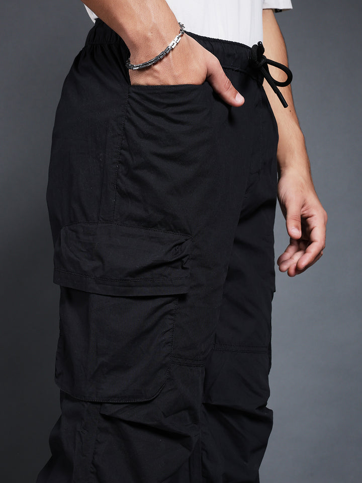 Men Utility Cargos- Black