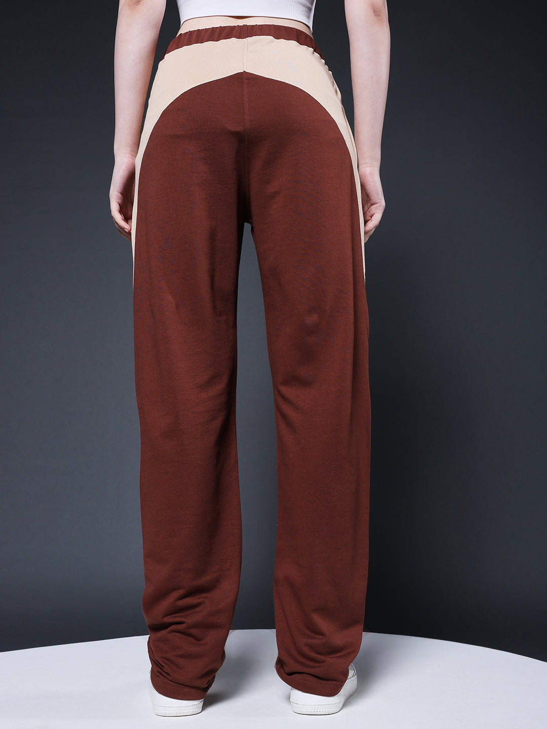 Women Colorblock Premium Terry Jogger with Side Stripes - Cocoa