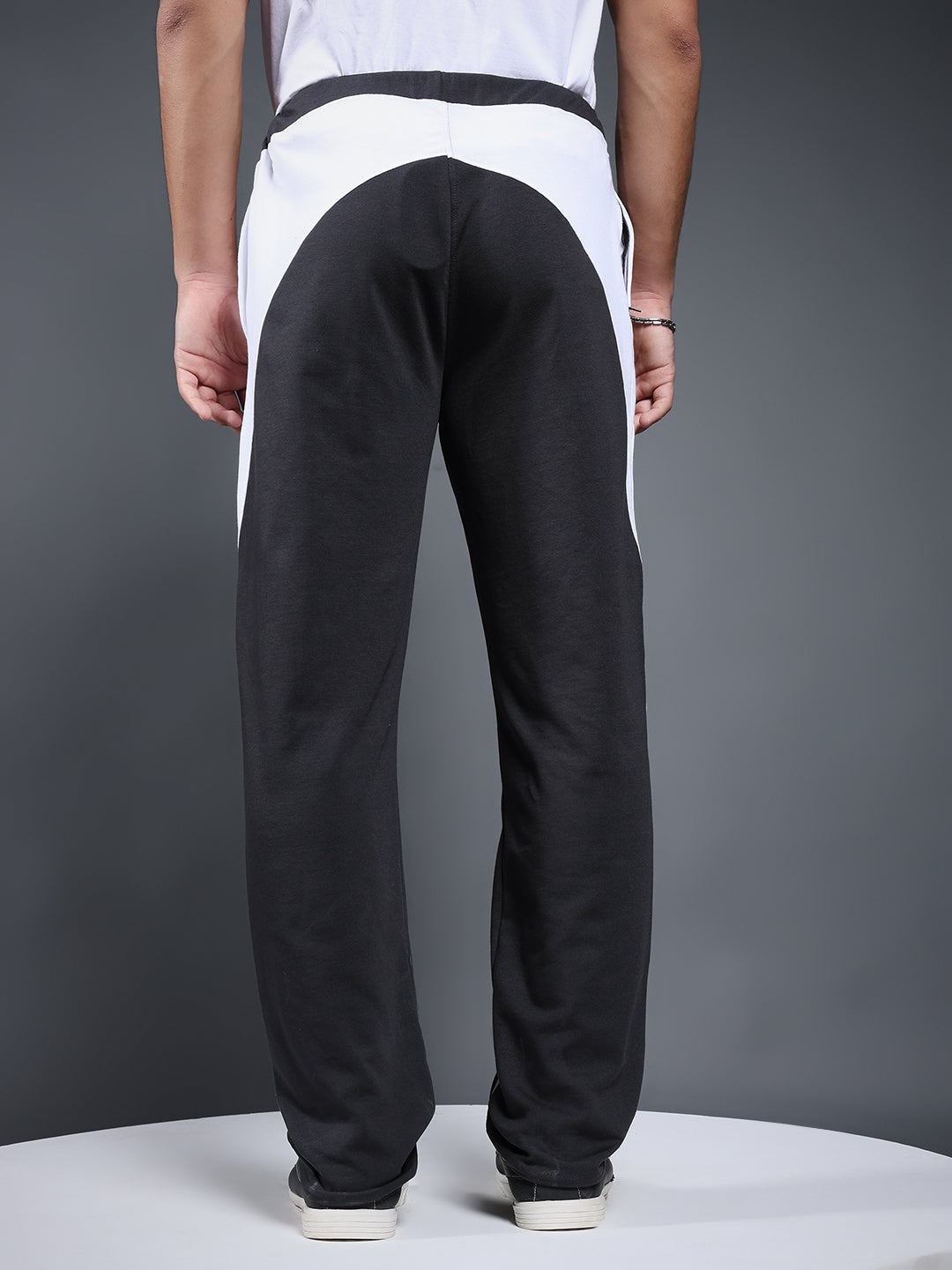 Men Colorblock Premium Terry Jogger with Side Stripes - Dark Grey