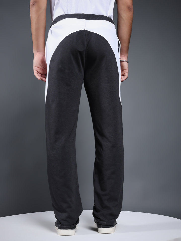 Men Colorblock Premium Terry Jogger with Side Stripes - Dark Grey