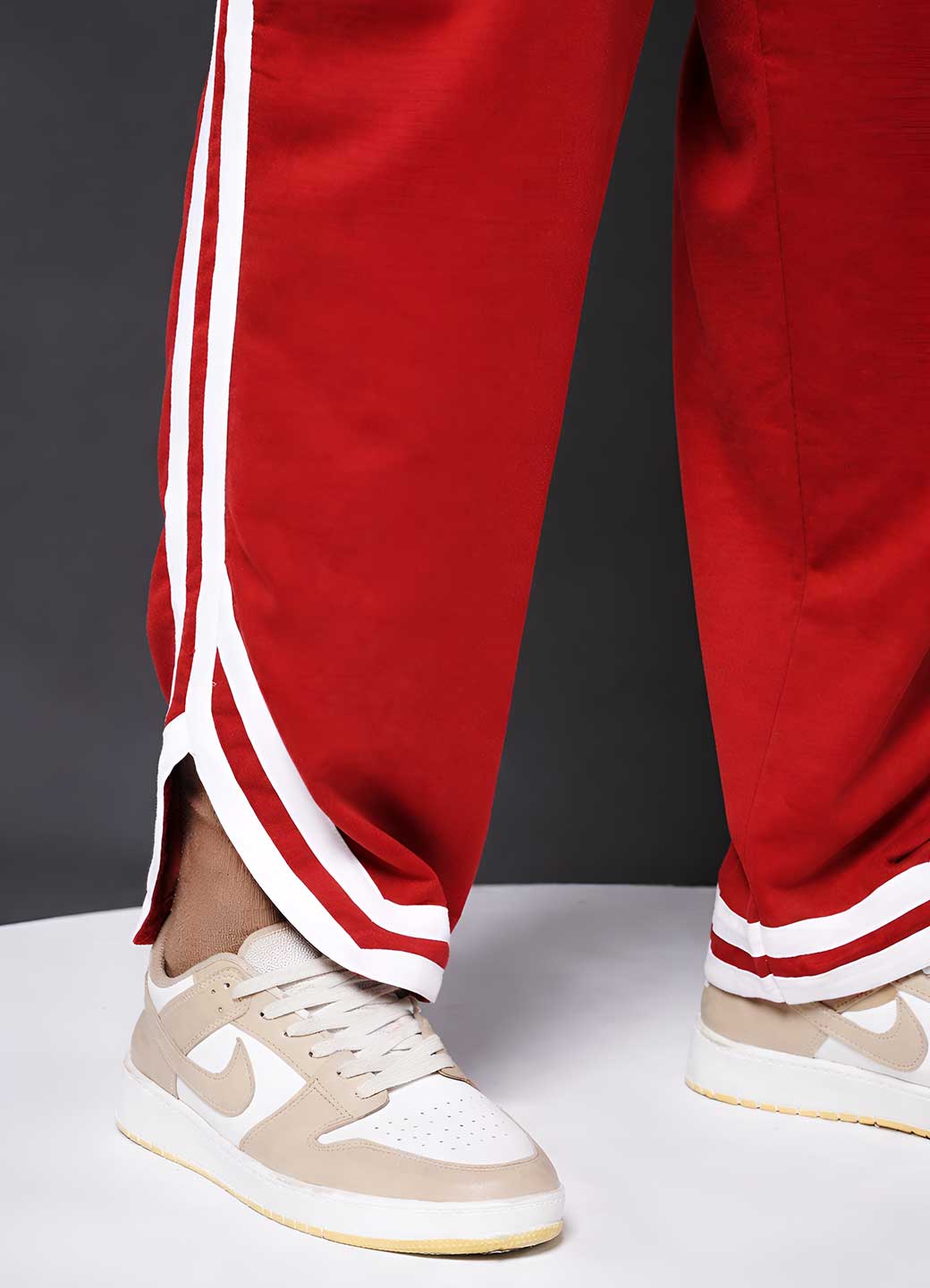 Men Premium Terry Jogger with Side Stripes - Rust