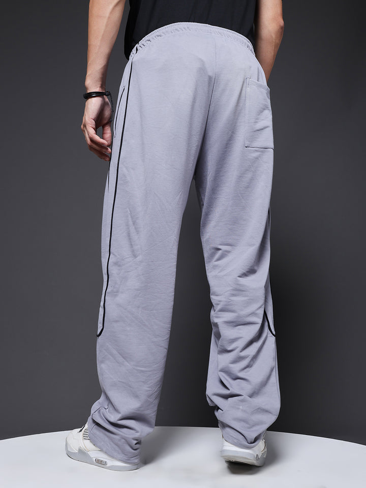 Men Premium Terry Jogger with Side Stripes - Ash Grey