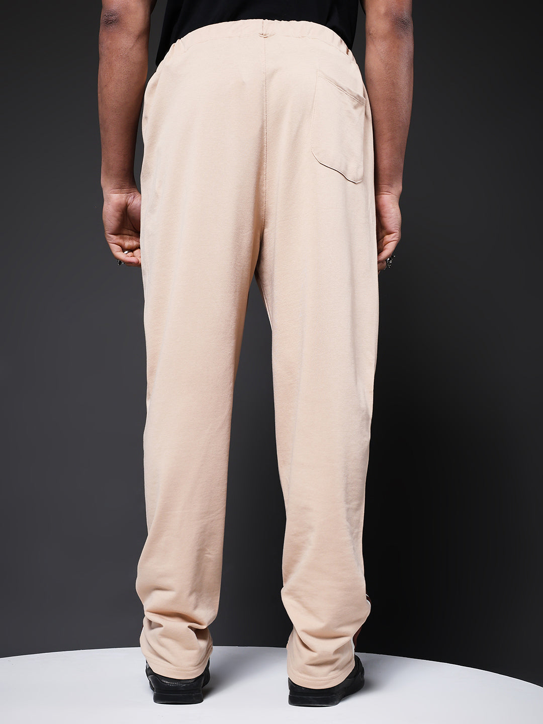 Men Premium Terry Jogger with Side Stripes - Beige