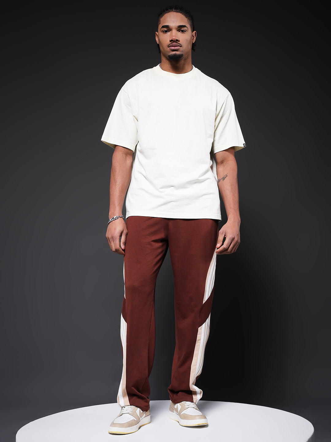 Men Premium Terry Jogger with Side Stripes - Cocoa