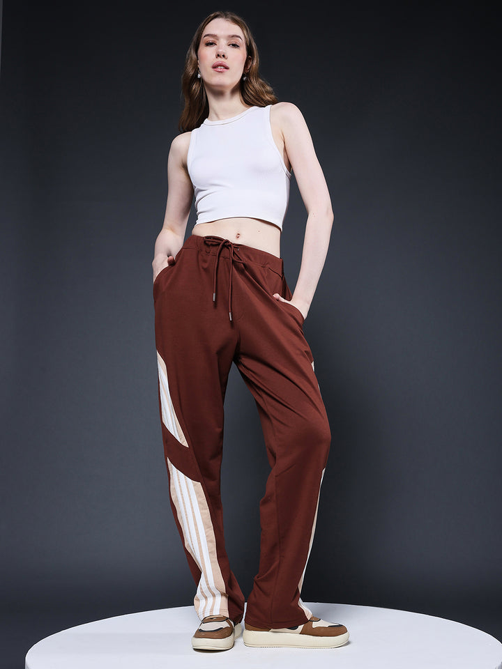 Women Premium Terry Jogger with Side Stripes - Cocoa