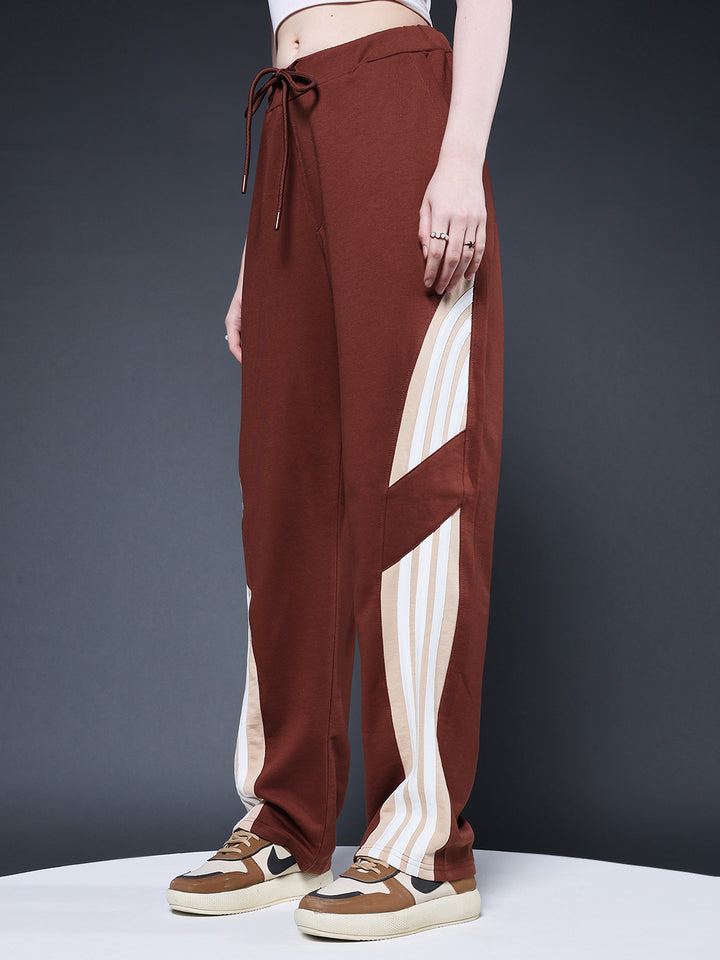 Women Premium Terry Jogger with Side Stripes - Cocoa