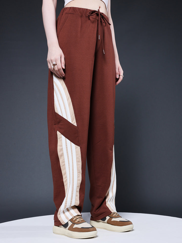 Women Premium Terry Jogger with Side Stripes - Cocoa