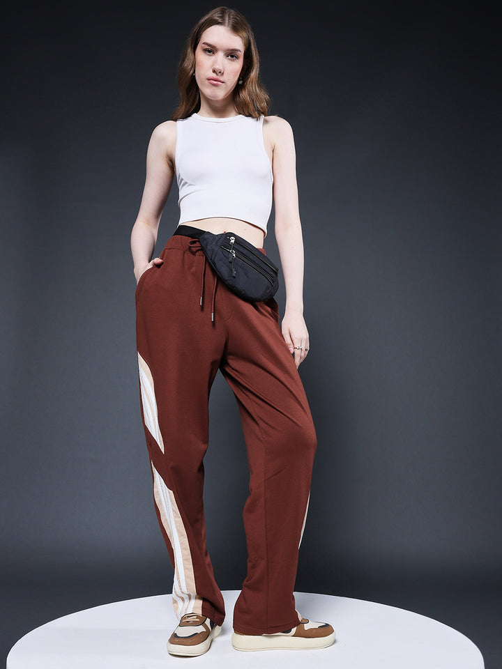 Women Premium Terry Jogger with Side Stripes - Cocoa