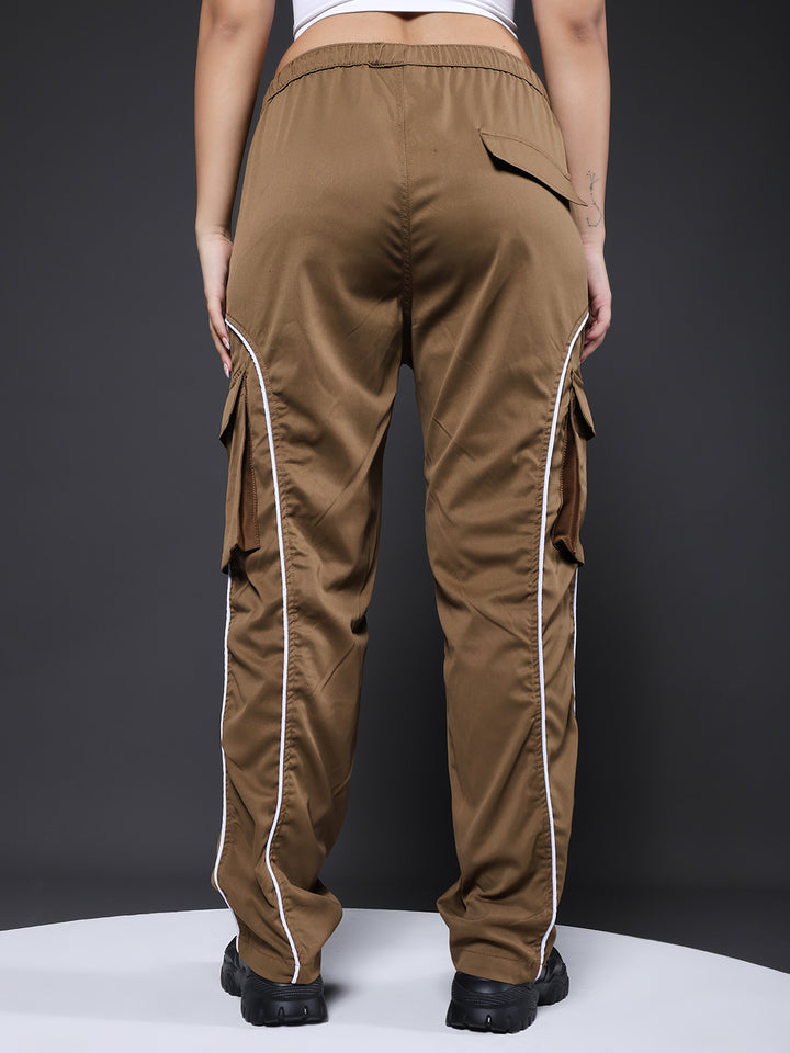 Women Utility Cargo - Khaki Reflective Stripes
