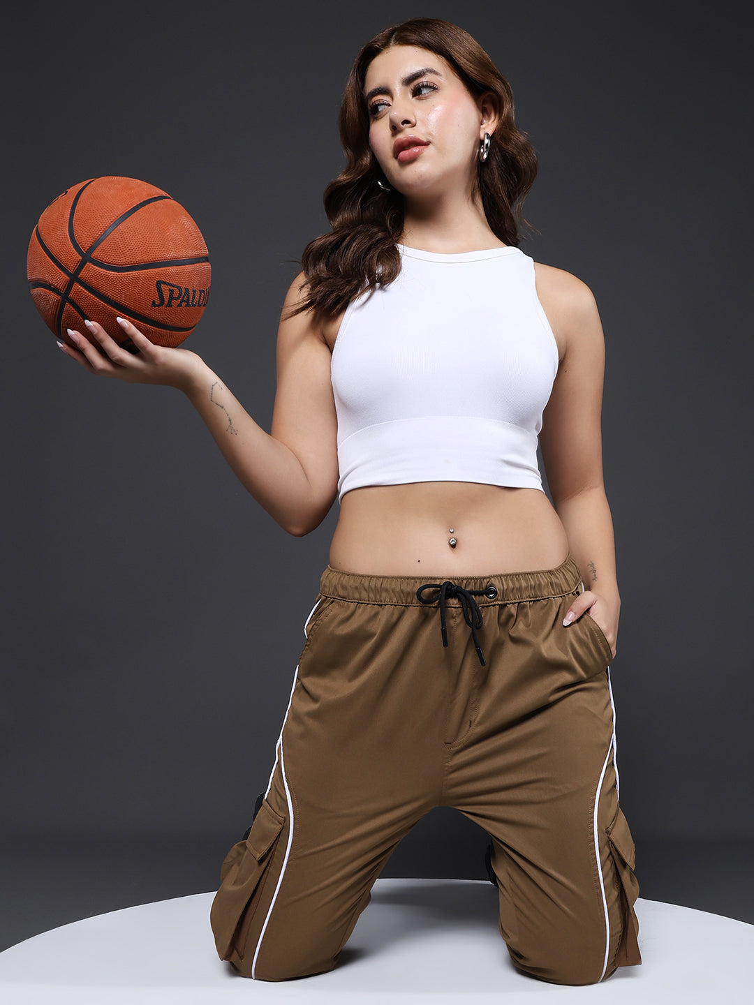 Women Utility Cargo - Khaki Reflective Stripes