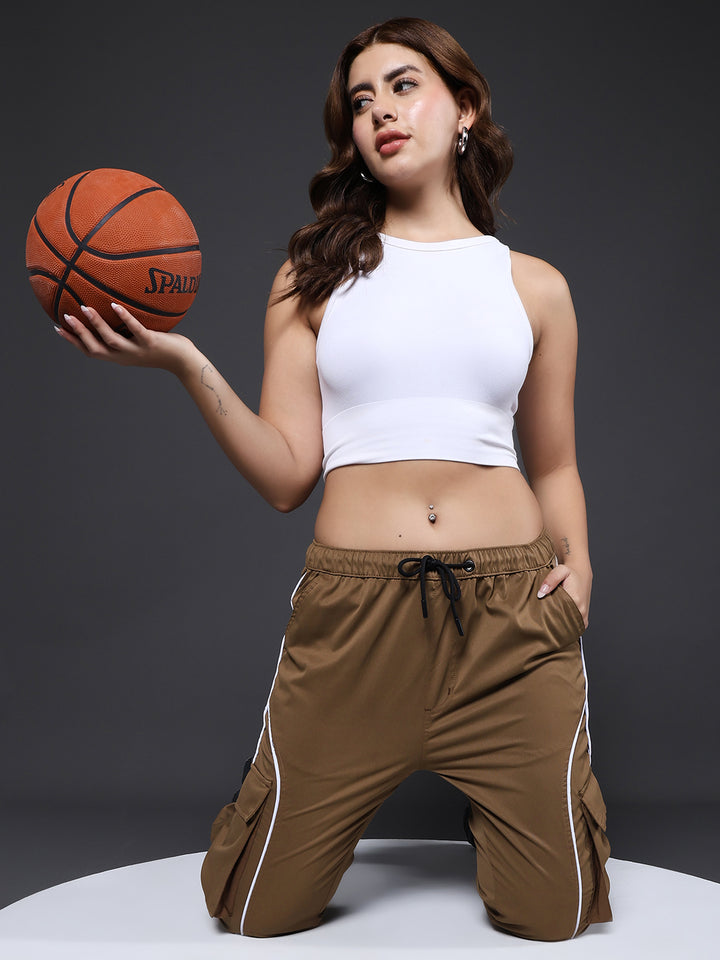 Women Utility Cargo - Khaki Reflective Stripes