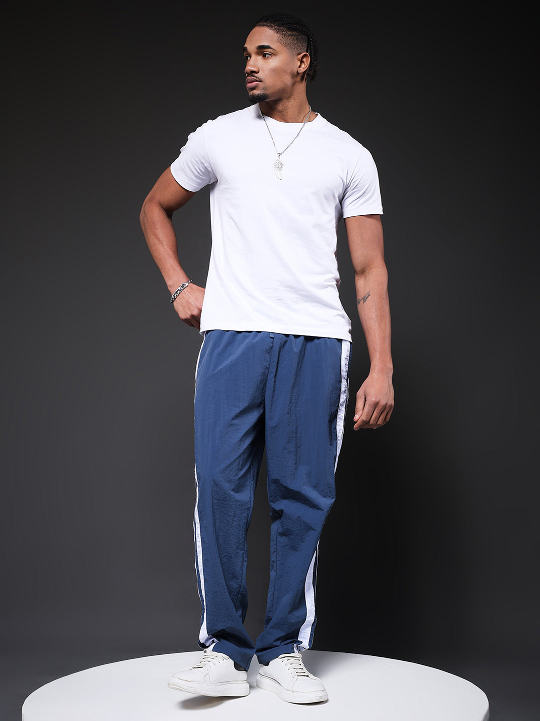 Men Premium Jogger with Side Stripes - Blue