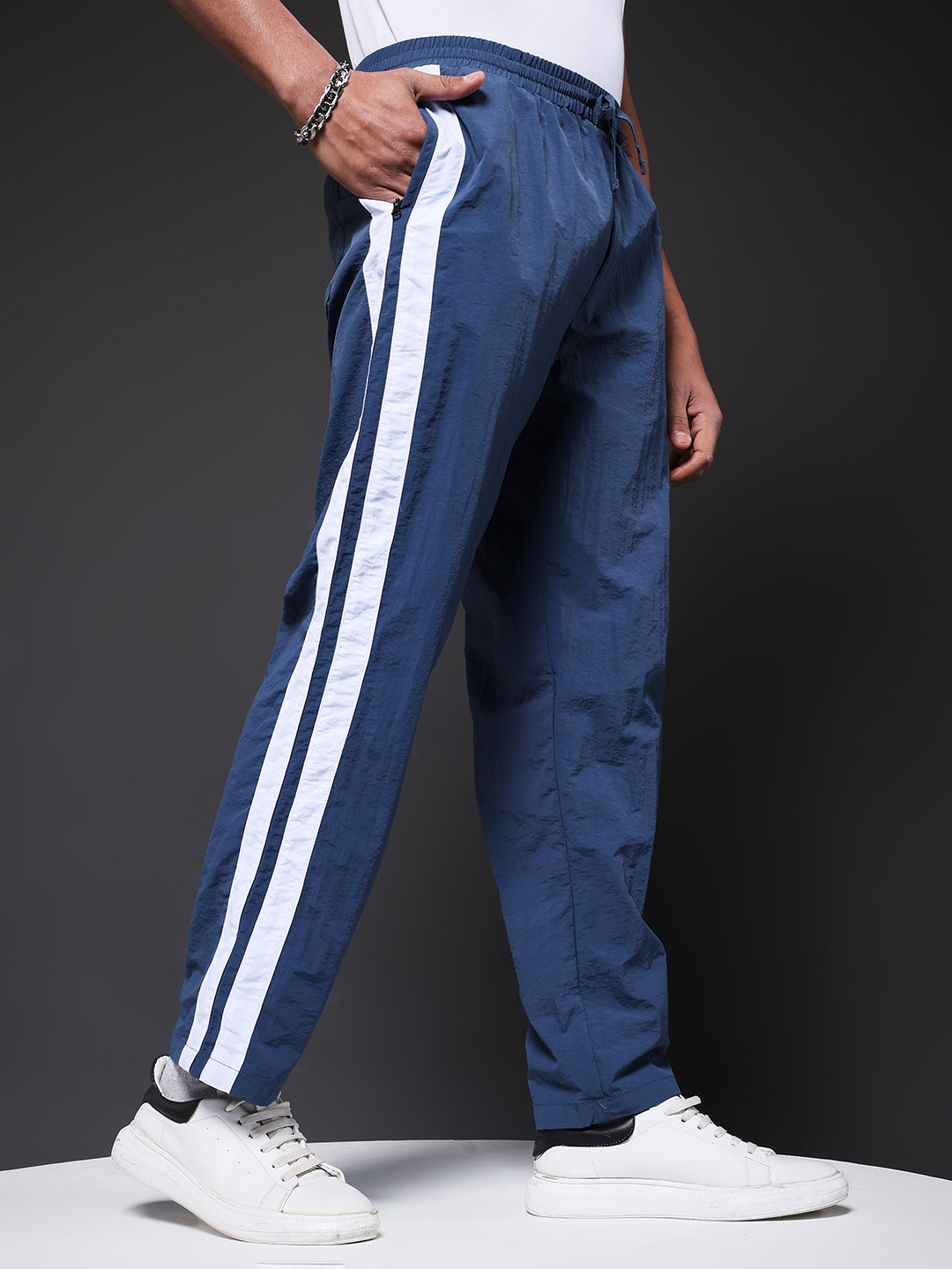 Men Premium Jogger with Side Stripes - Blue