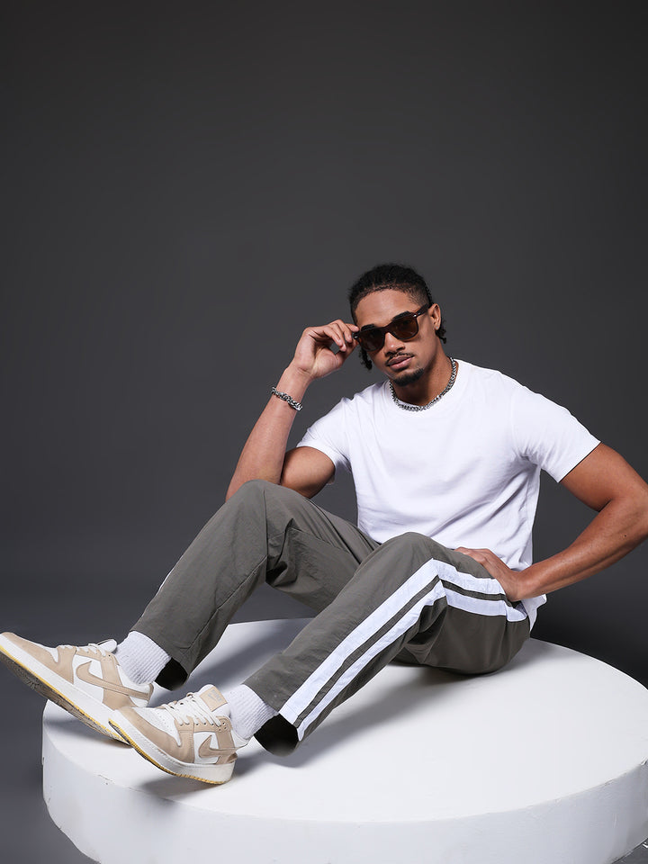 Men Premium Jogger with Side Stripes - Grey