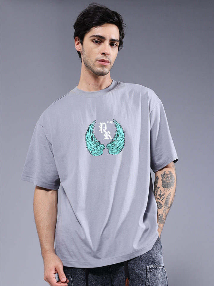RISING SPIRIT Men Printed Oversized T-Shirt