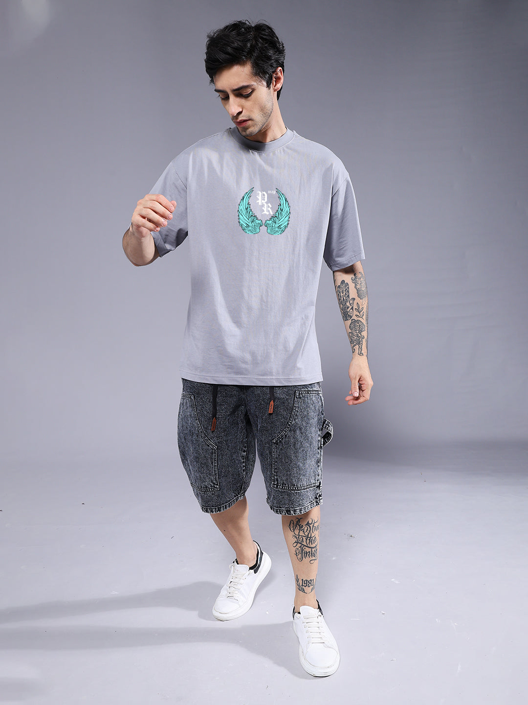 RISING SPIRIT Men Printed Oversized T-Shirt