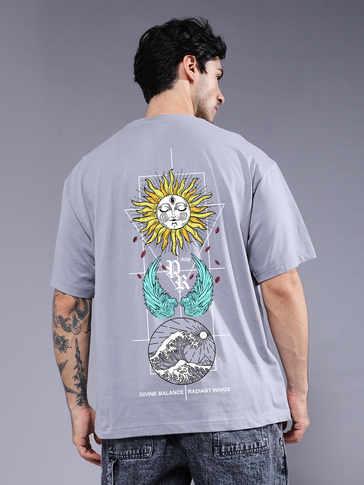 RISING SPIRIT Men Printed Oversized T-Shirt