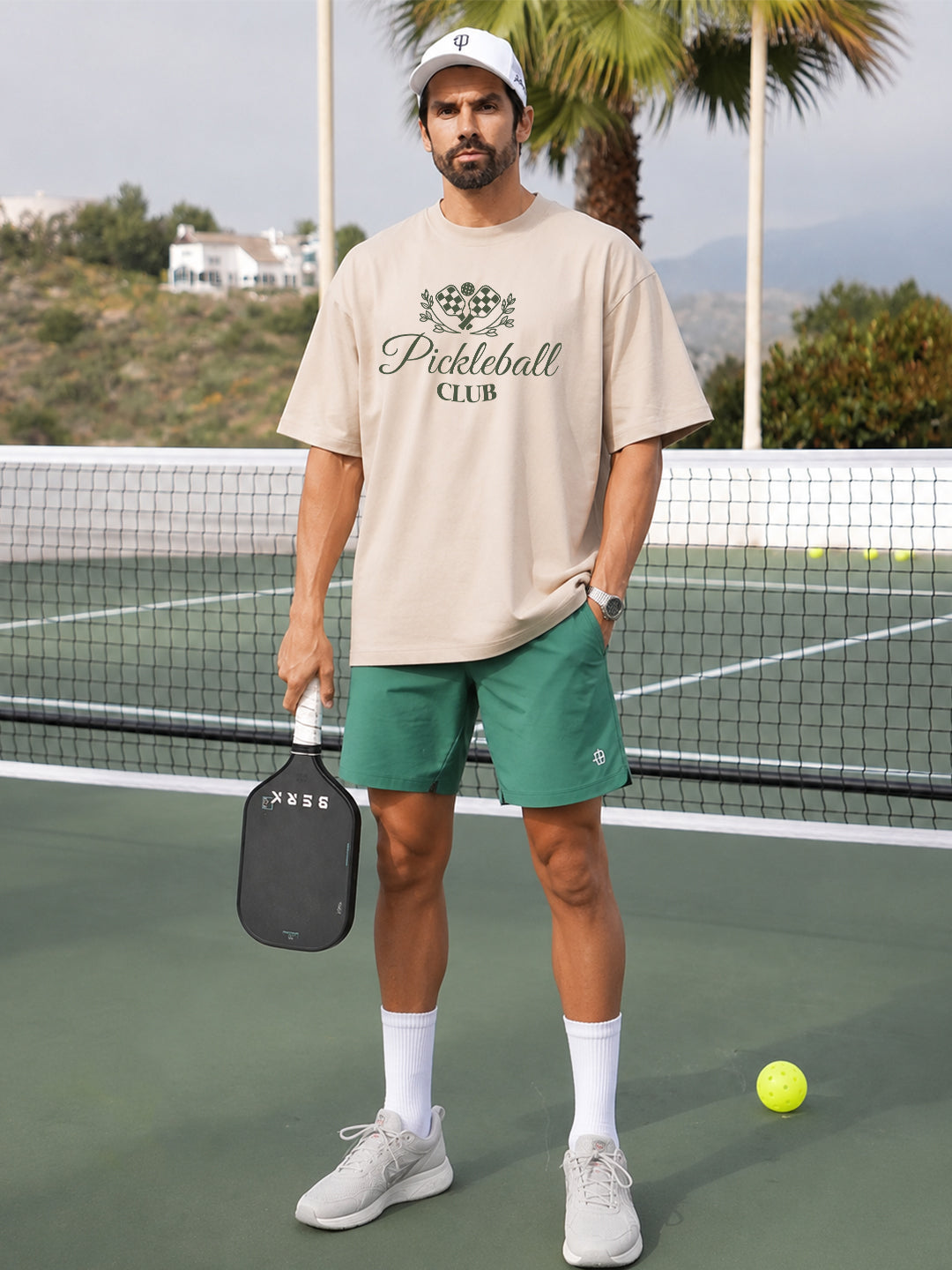 PICKLEBALL CLUB Men Printed Oversized Printed T-Shirt