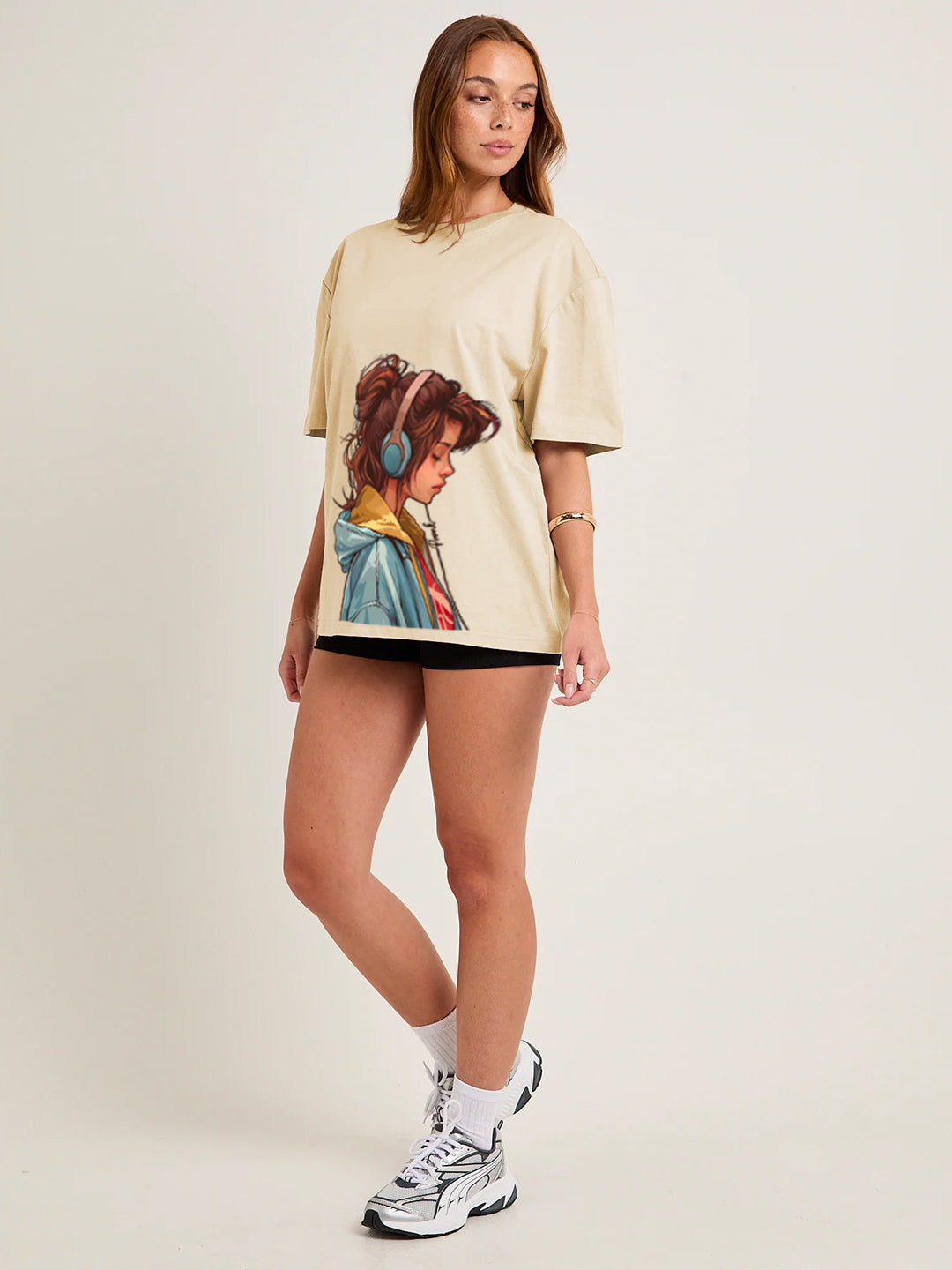 URBAN HARMONY Women Graphic Oversized Printed T-Shirt