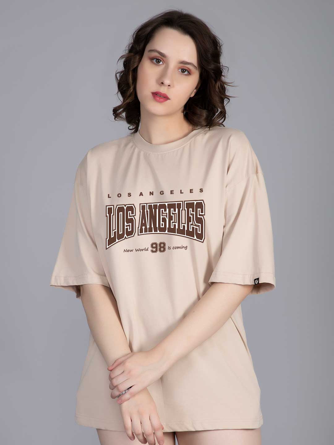 NEW WORLD Women Graphic Oversized Printed T-Shirt