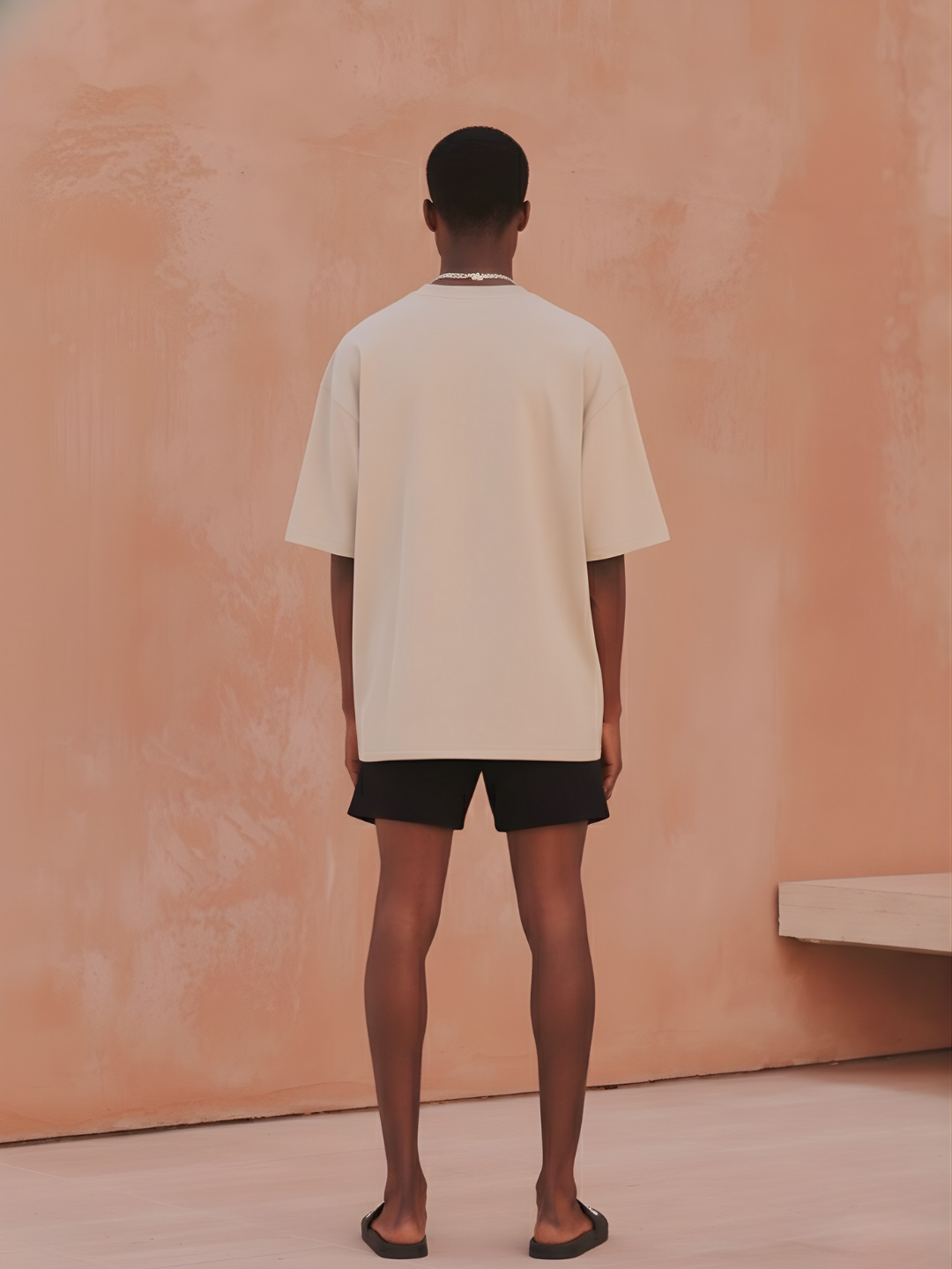 Solid Men Oversized T-Shirt - Beige