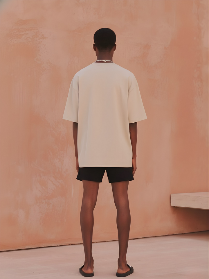 Solid Men Oversized T-Shirt - Beige