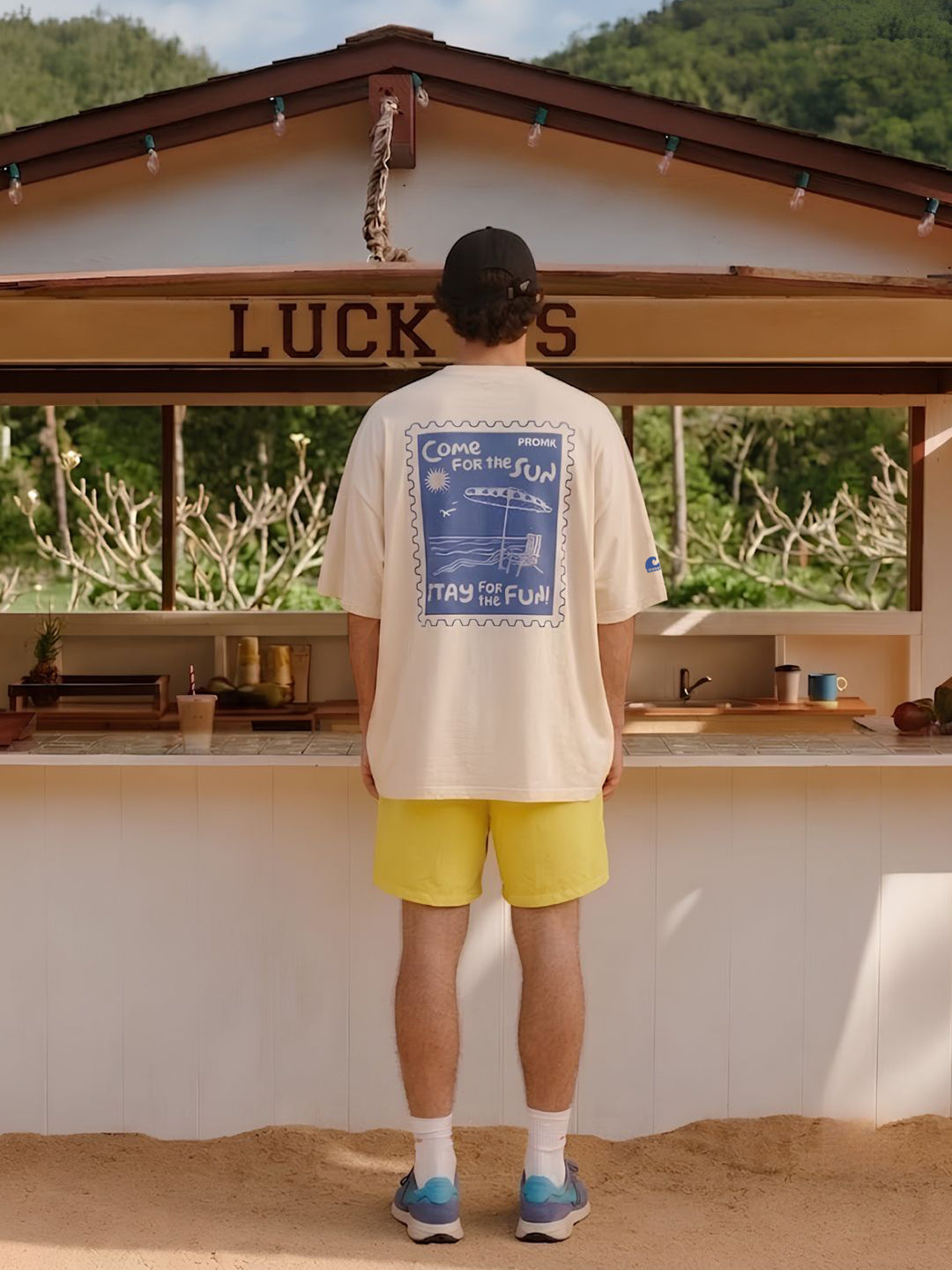Beach Postcard Men Printed Oversized Printed T-Shirt