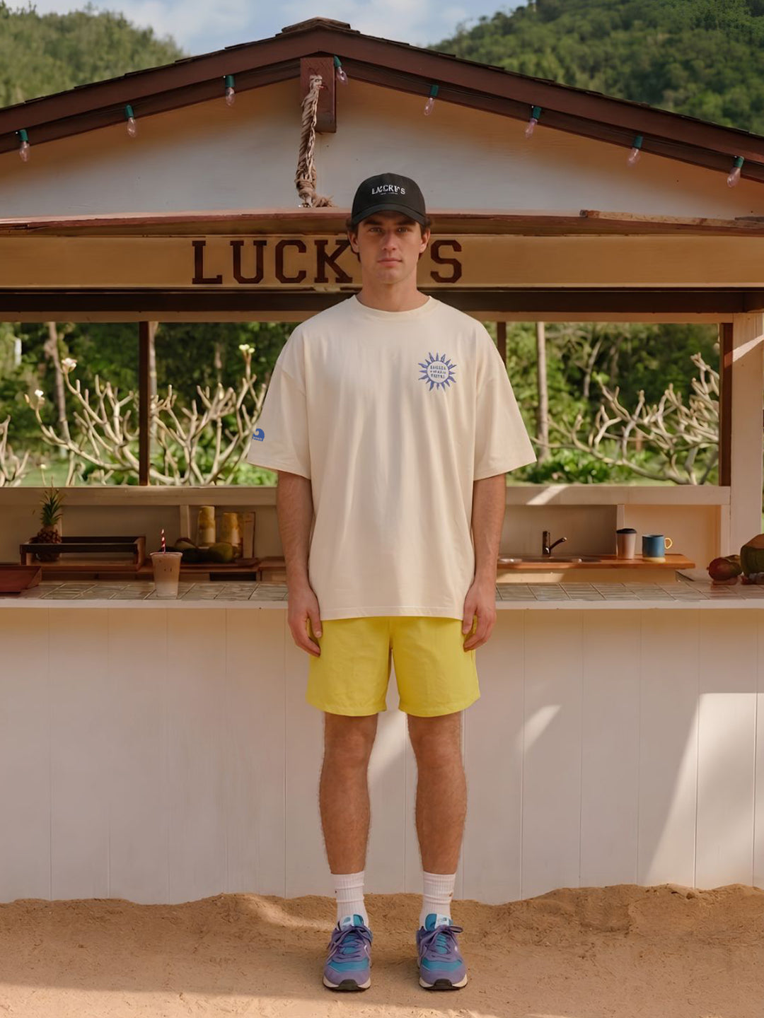 Beach Postcard Men Printed Oversized Printed T-Shirt