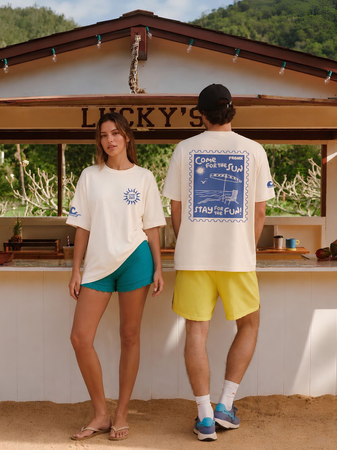 Beach Postcard Women Printed Oversized Printed T-Shirt