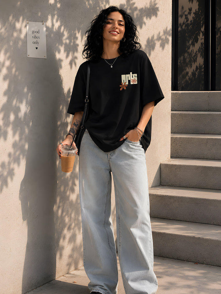 ARTS Women Graphic Oversized Printed T-Shirt