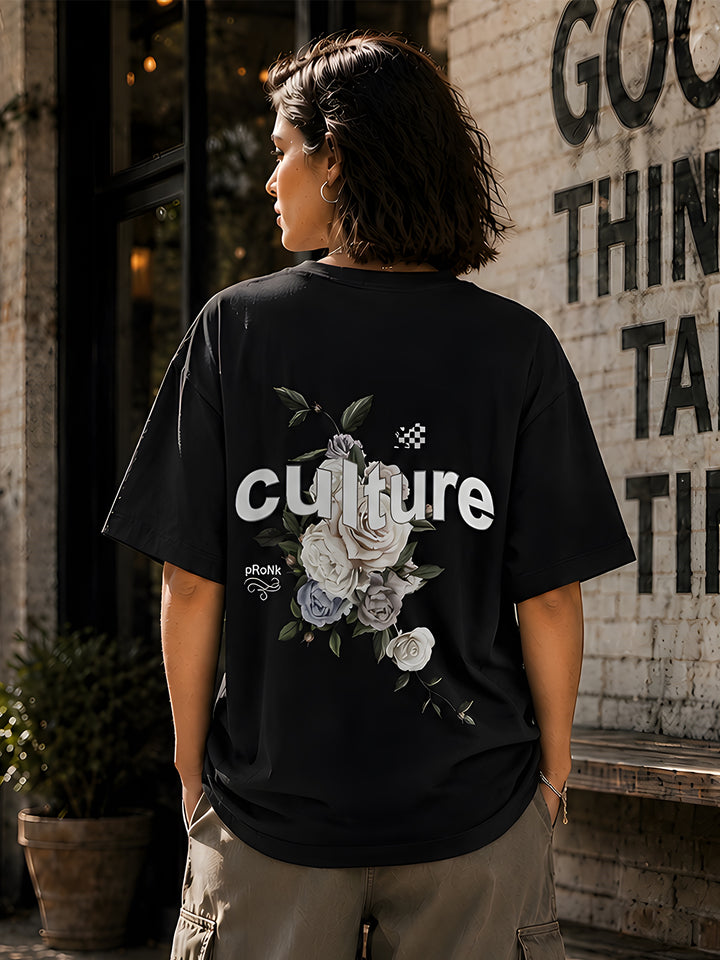 CULTURE Women Graphic Oversized Printed T-Shirt