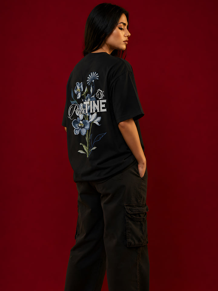 PRISTINE Women Graphic Oversized Printed T-Shirt