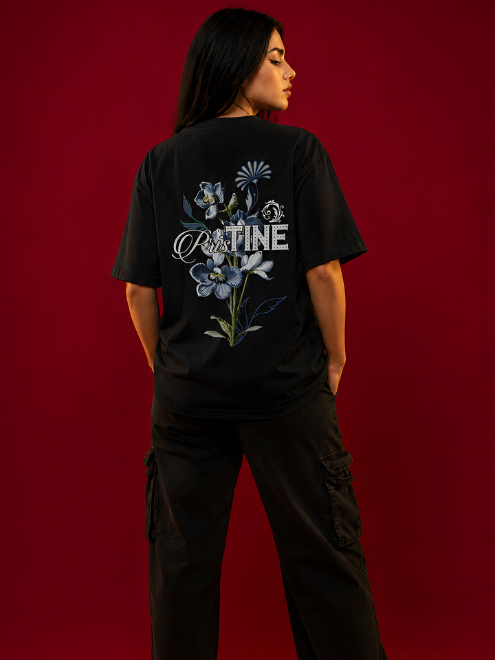PRISTINE Women Graphic Oversized Printed T-Shirt