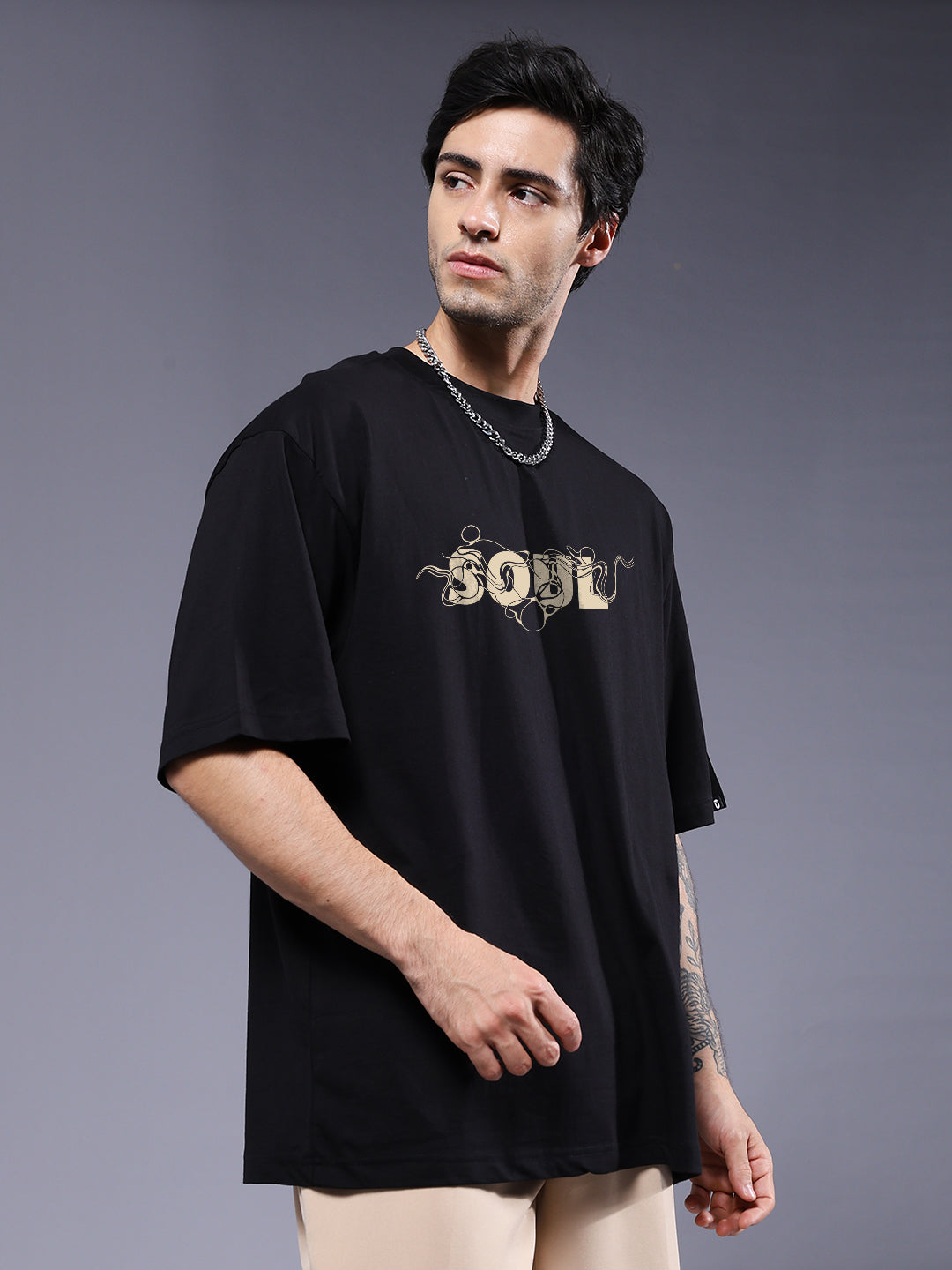 SHAPE OF SOUL Men Printed Oversized T-Shirt