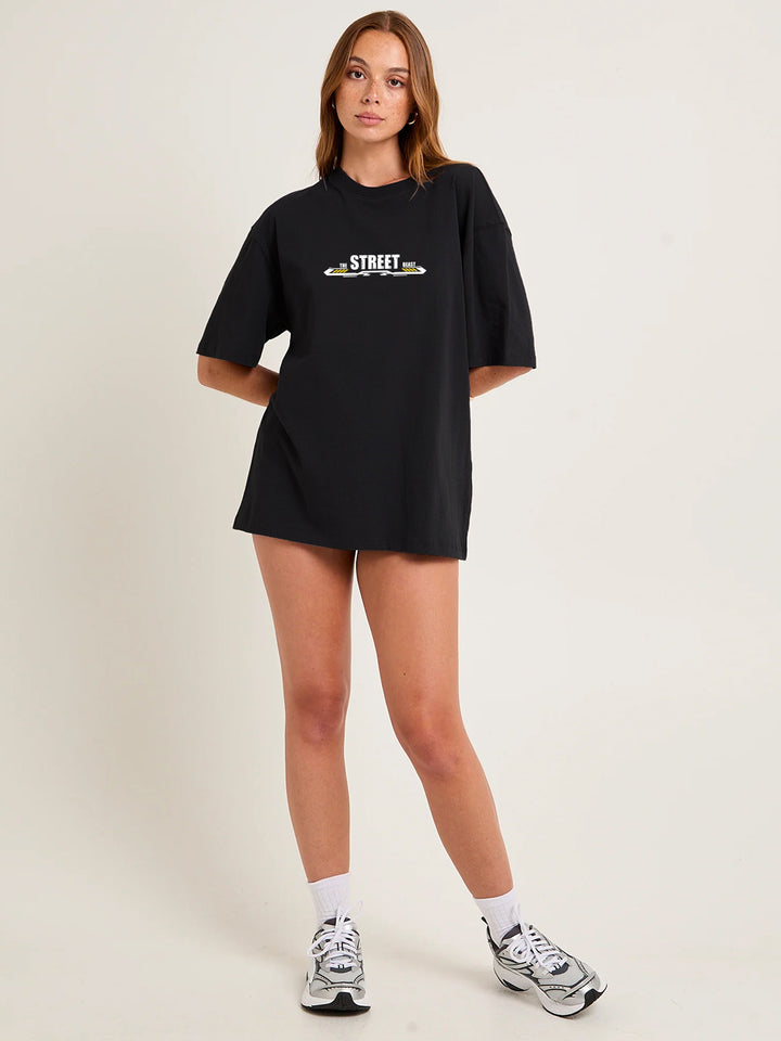 STREET BEAST Women Graphic Oversized Printed T-Shirt