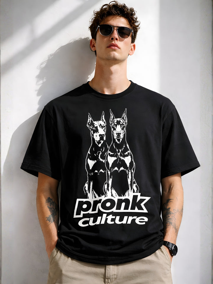 PRONK CULTURE Men Printed Oversized T-Shirt