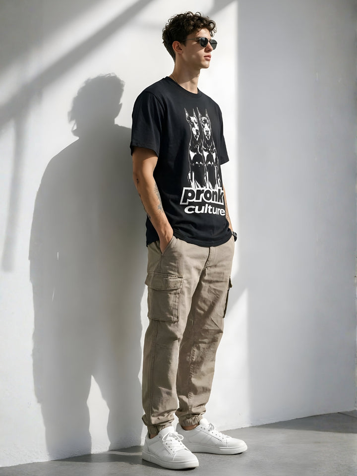 PRONK CULTURE Men Printed Oversized T-Shirt