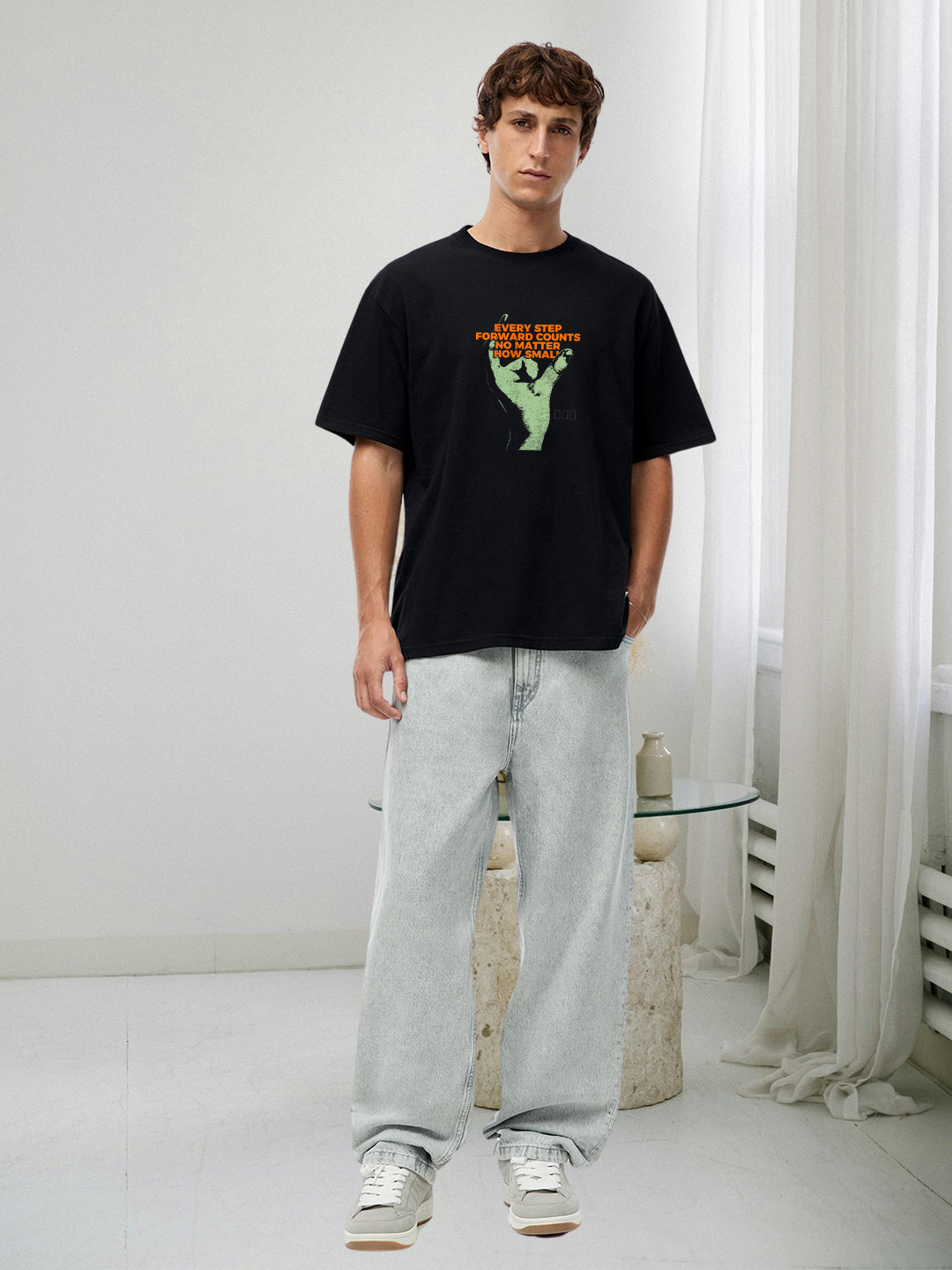 EVERY STEP COUNTS Men Printed Oversized T-Shirt