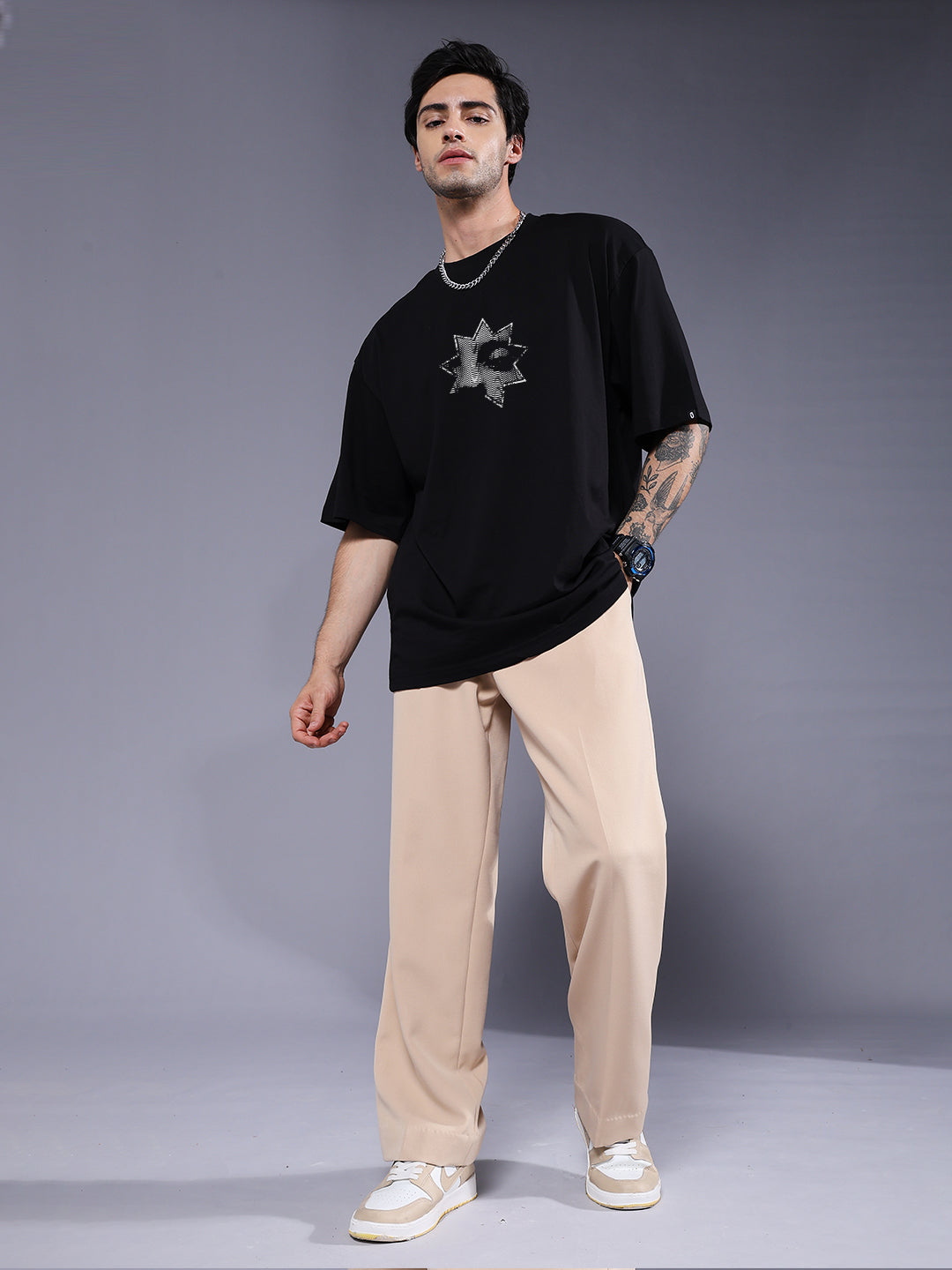 SHADOW RISE Men Printed Oversized T-Shirt